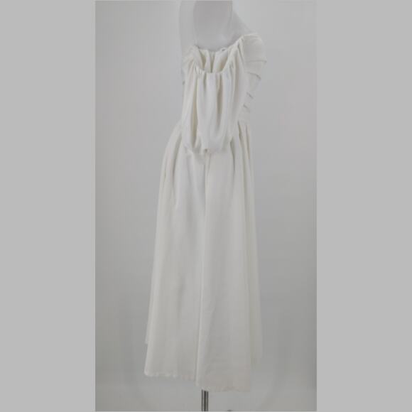 Jenny Yoo Marcelle Detachable Puff Sleeves Midi Ivory Dress Size 6 - Picture 3 of 16